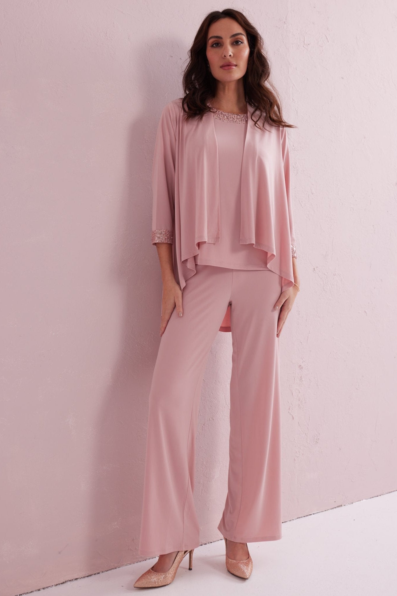 ALEXA Blush Pink 3 Piece Co-ord Trouser Set. Exclusive to Samantha Jane Boutique