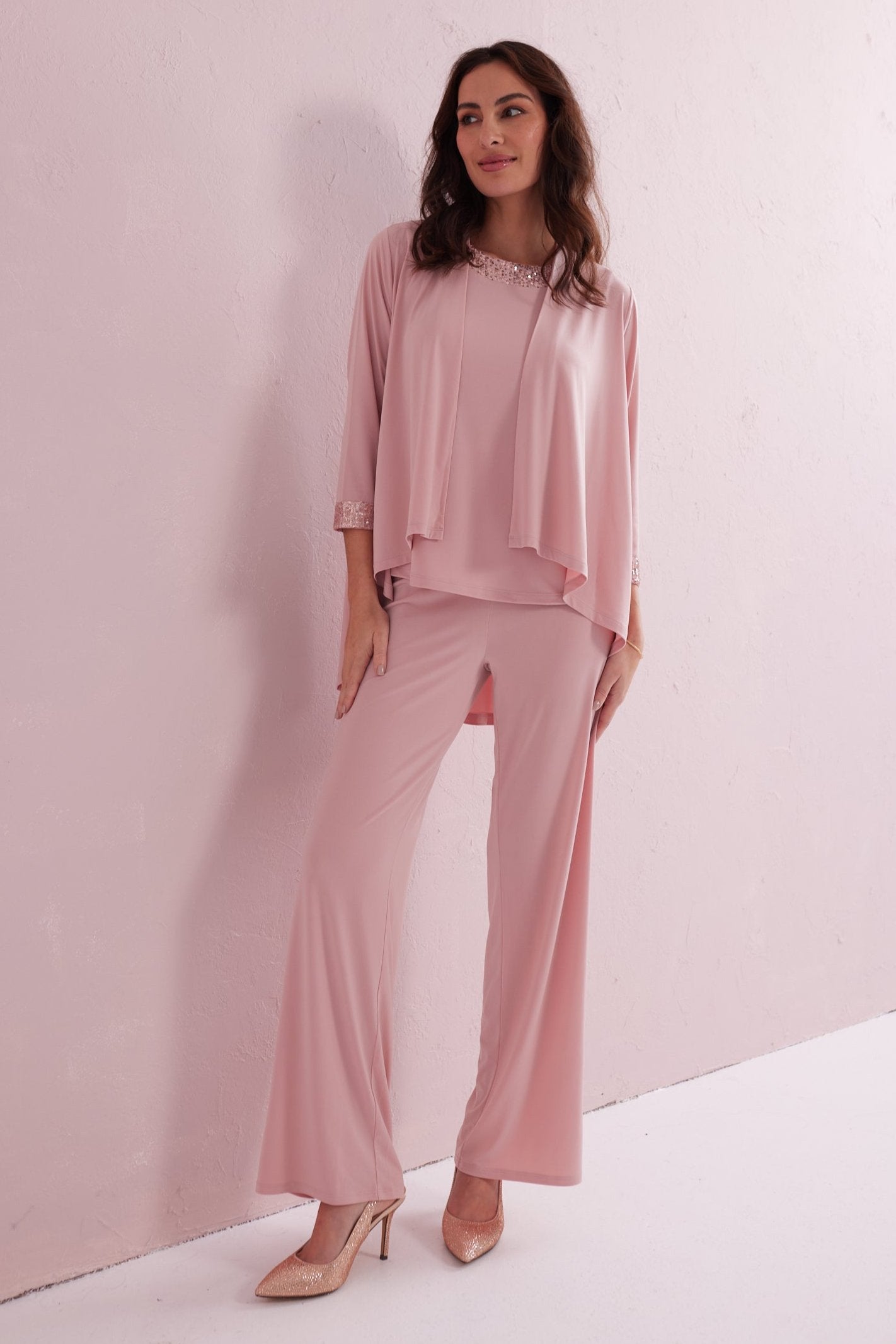 ALEXA Blush Pink 3 Piece Co-ord Trouser Set. Exclusive to Samantha Jane Boutique