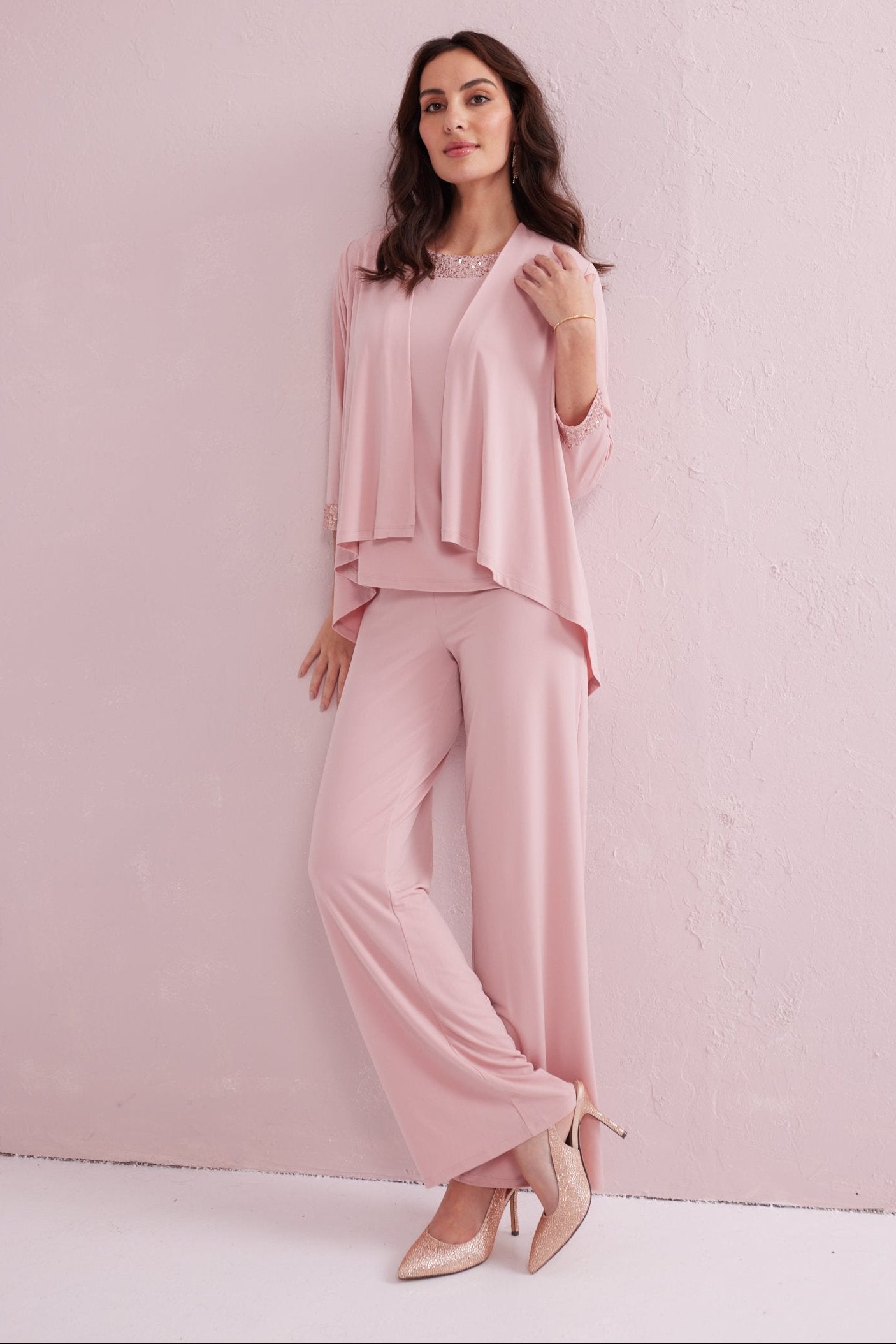 ALEXA Blush Pink 3 Piece Co-ord Trouser Set. Exclusive to Samantha Jane Boutique