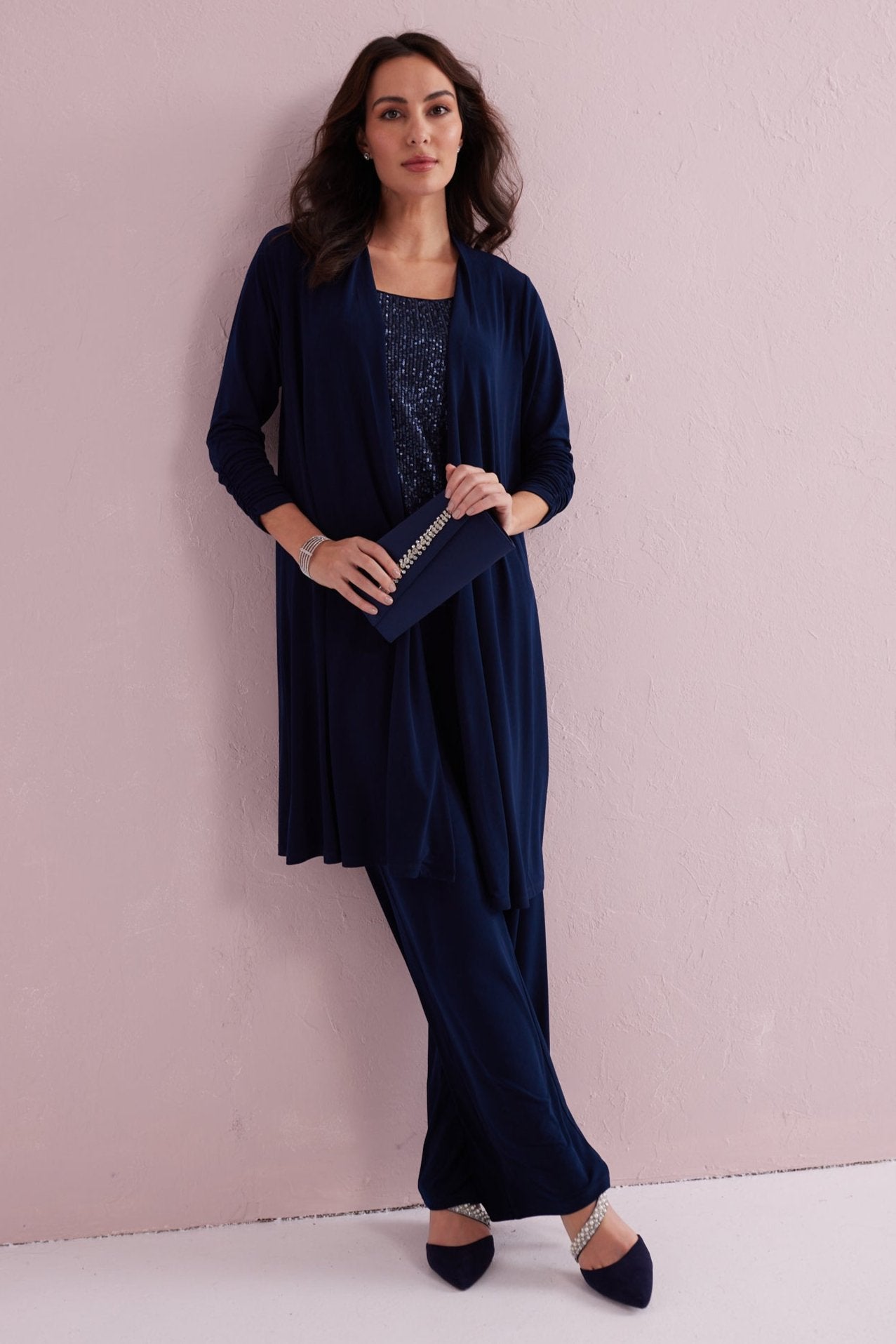 ESTELLE Navy 3pc co-ord trouser set. Exclusively from Samantha Jane Boutique