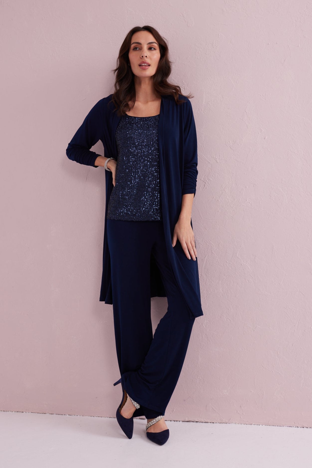 ESTELLE Navy 3pc co-ord trouser set. Exclusively from Samantha Jane Boutique