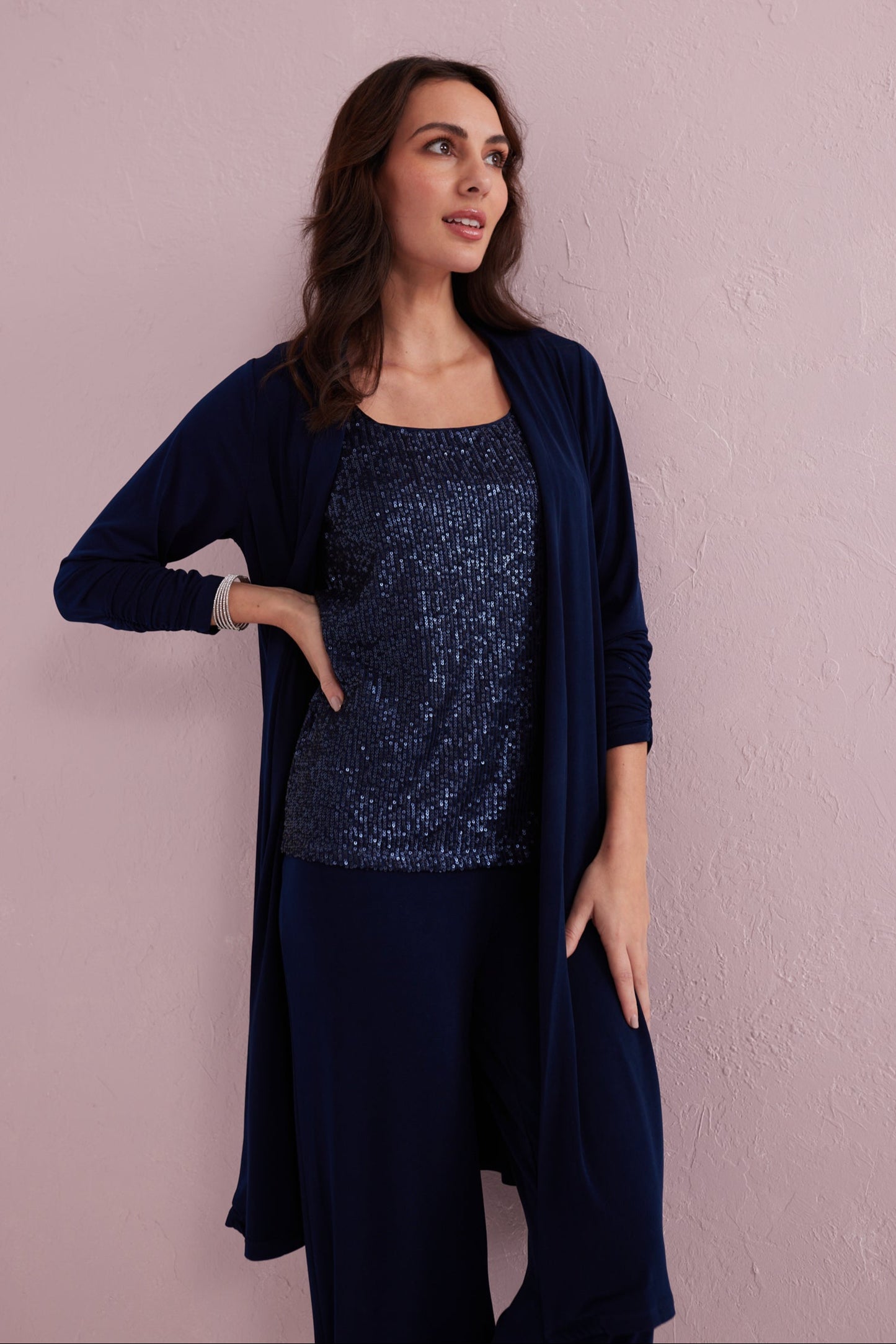 ESTELLE Navy 3pc co-ord trouser set. Exclusively from Samantha Jane Boutique