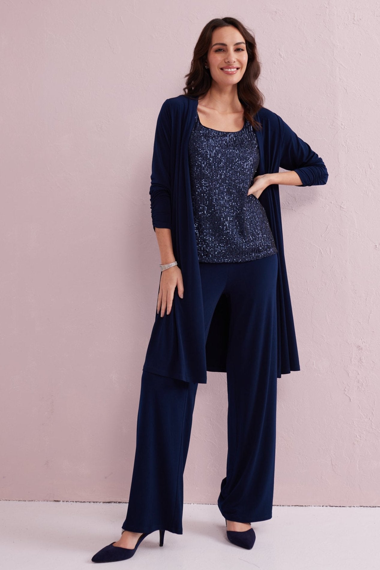 ESTELLE Navy 3pc co-ord trouser set. Exclusively from Samantha Jane Boutique