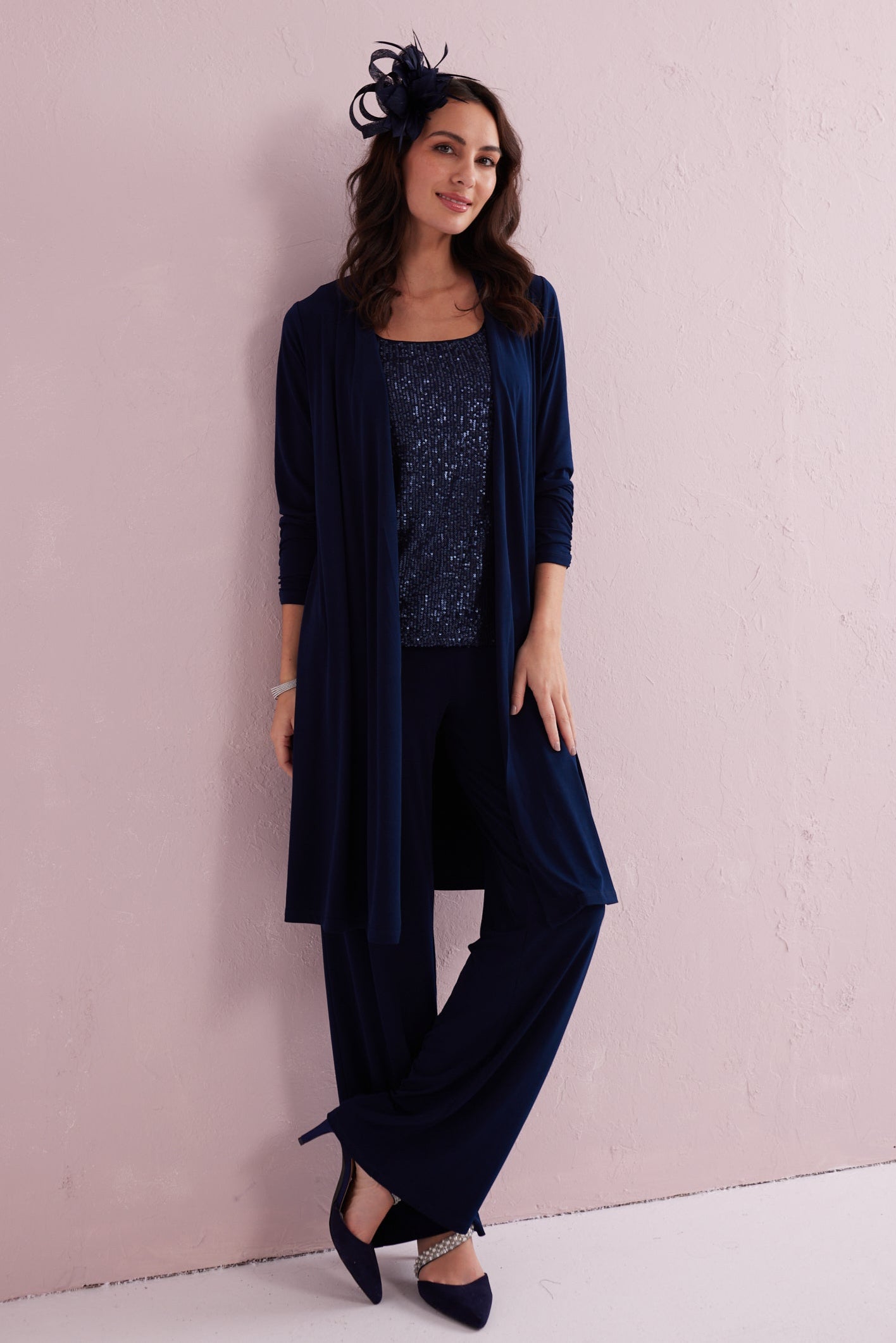 ESTELLE Navy 3pc co-ord trouser set. Exclusively from Samantha Jane Boutique