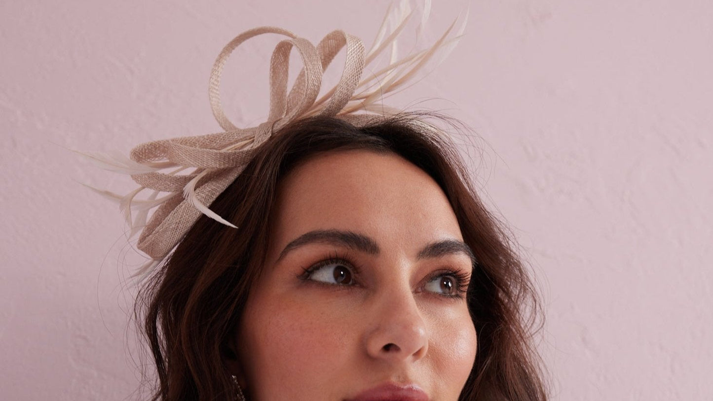 MYA Champagne Fascinator. Exclusive to Samantha Jane Boutique